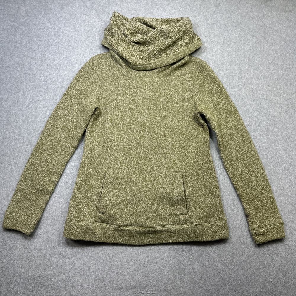 J Crew Sweater Medium Green Wool Blend Funnel Neck Cozy Casual Cabincore Comfort